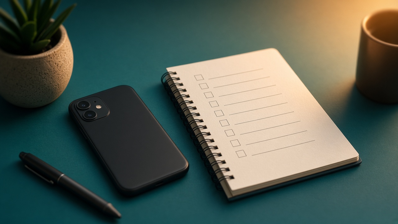 L’écran d’un portable avec une demande d’installation à côté d’un téléphone sur la page de consommation